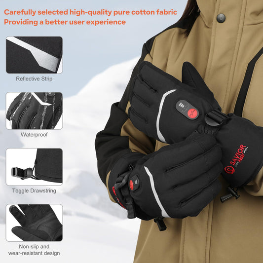 Heated gloves - Electric winter gloves for men & women, waterproof with touchscreen, rechargeable, motorcycle, ski, hunting & outdoor gloves.