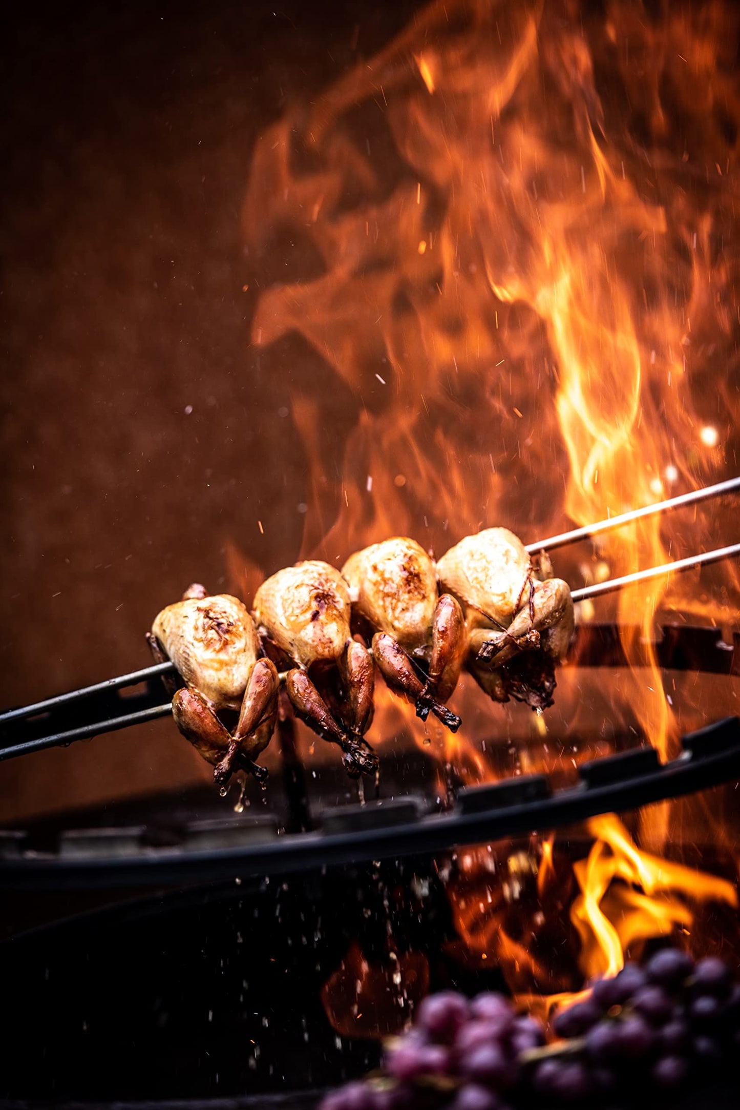 Forged Churrasco grill skewers 60cm, olive wood handle, stainless steel, fork skewer