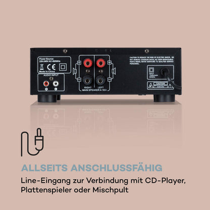 auna Karaoke Star 3 Karaoke Set - Karaoke system, 2 x 75 W max, Bluetooth, USB, Line-In, includes microphones and speaker cables, black.