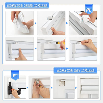 Grandekor Electric Blinds Interior, Blackout Roller Blind without drilling with remote control & Quiet Motor Dark Grey 90x130cm, Smart Blind for Windows with Metal Clamping Bracket, Thermal Roller Sun & Privacy Protection.