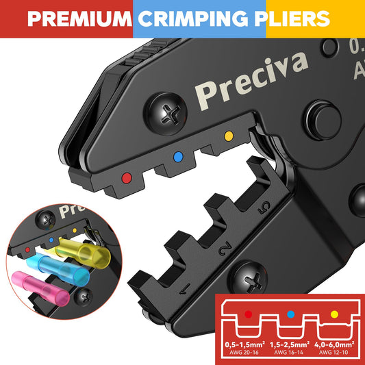 Crimping Tool Wire Connector Set, Preciva Wire Crimping Pliers 0.5-6mm² with 160pcs Heat Shrink Connectors.