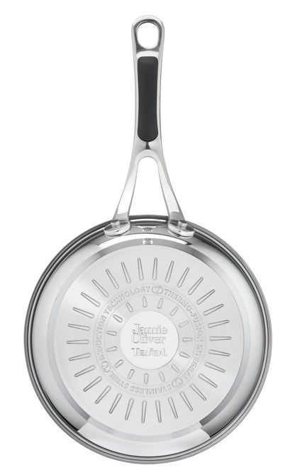 Jamie Oliver by Tefal Cook's Classics 9.4 inch Frying Pan, Stainless Steel Induction Pan with Non-Stick Coating, suitable for all stovetops, oven safe up to 410°F, riveted handle, E3060435