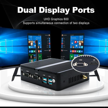 WEIDIAN Industrial PC Fanless Mini PC Celeron J4125, 8GB RAM 128GB SSD, 2RS232 COM, 2Gigabit LAN, HD+VGA, Win11 Fanless Industrial Fanless Embedded Mini Computer Linux Auto Power On.