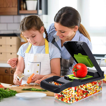 16 In 1 Vegetable Chopper, Mandoline Slicer, Vegetable Cutter, with 7 Interchangeable Blades, Dicer for Slicing Fruits, Vegetables, Carrots, Potatoes.