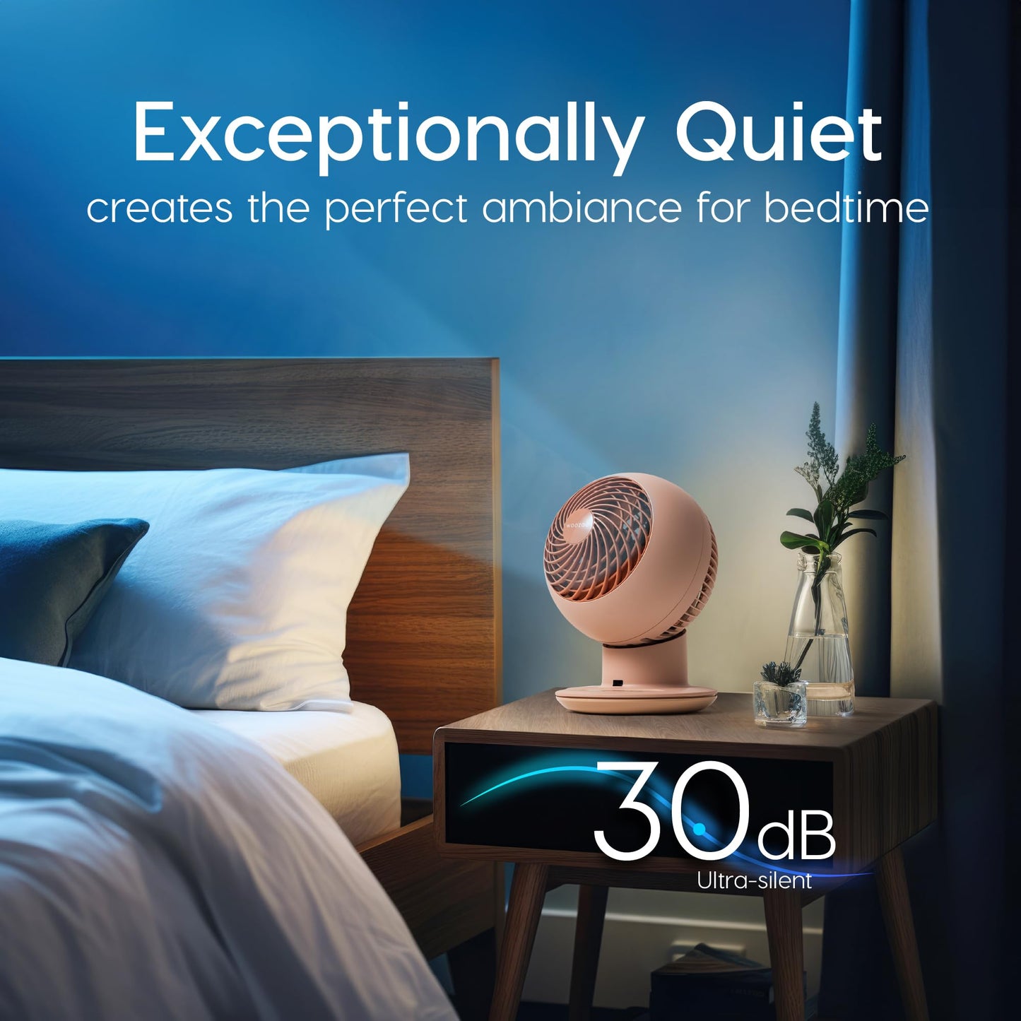 Iris Ohyama Woozoo, 30m², fan, matte pink, 5 speeds, remote control, oscillating, quiet, table fan, desktop fan, floor fan, portable, cooling, PCF-SC15T.