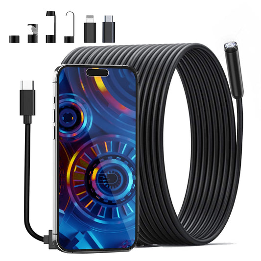 Endoscope camera with 10M light, 1080P HD endoscope camera for mobile phones. Waterproof Ip67, no WiFi required. Inspection camera channel camera for Android & iOS. Tablet 32.8ft/10M.