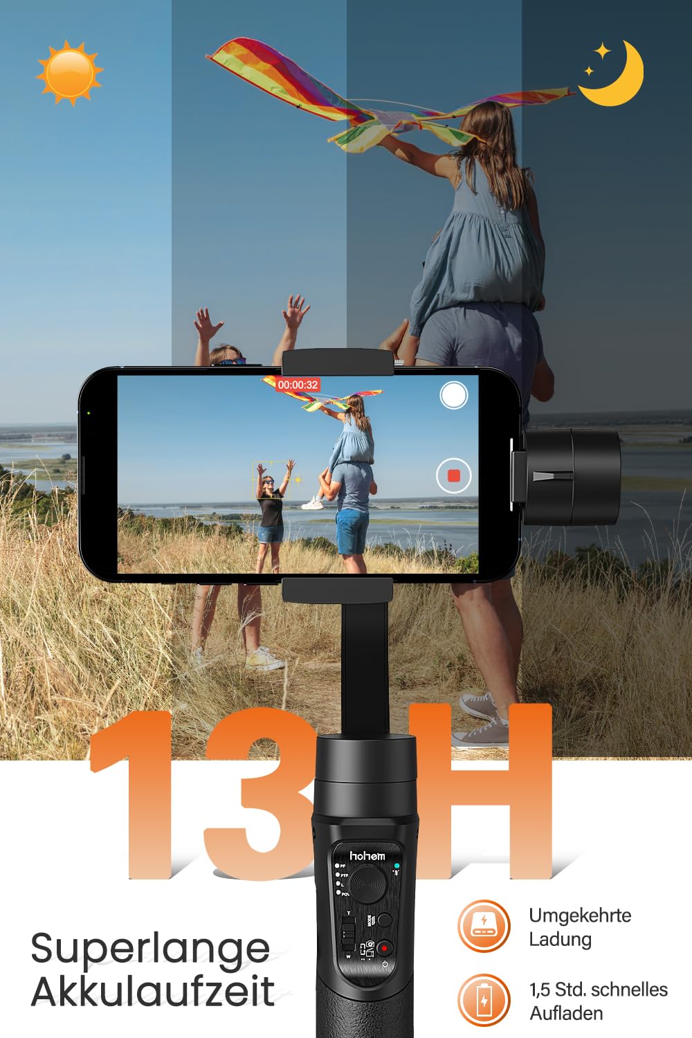 High smartphone gimbal stabilizer - stabilizer iSteady Mobile Plus 3-axis for video shooting with face/object tracking, 600° auto rotation, mobile gimbal for Android iPhone 15, 14, 13 PRO