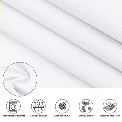 Extra wide white shower curtain 275 x 180 Textile polyester fabric shower curtains, waterproof washable anti-mold bath curtain with 18 rings