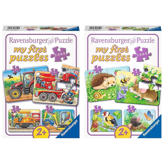 Ravensburger Children's Puzzle - 06954 At Work & Children's Puzzle - 06952 Cute Garden Inhabitants - My First Puzzle with 2,4,6,8 Pieces - Puzzle for Children aged 2 years and up