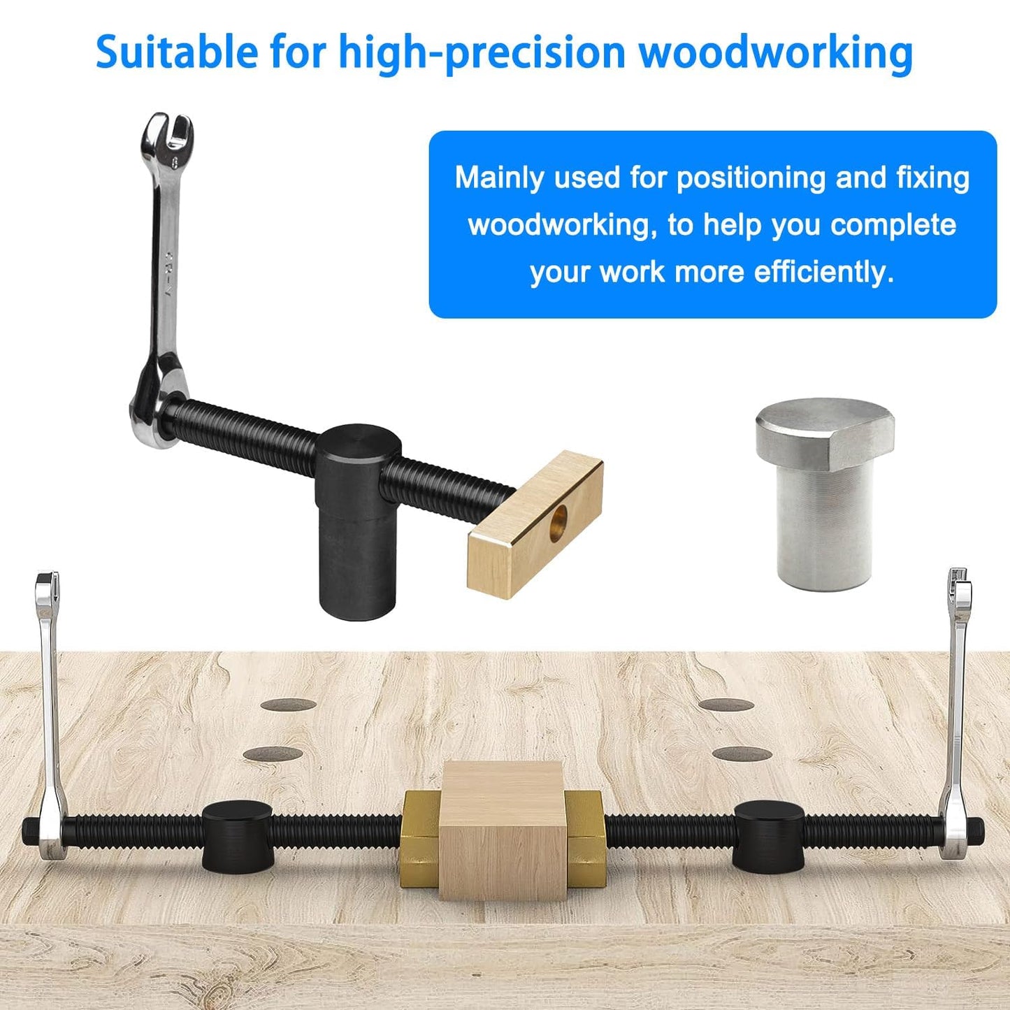 2 pieces workbench vice accessory clamp, 4 pieces positioning clamping elements vice, workbench hold-down 20mm hole for woodworking, desk clip, quick fixed clamp (black)