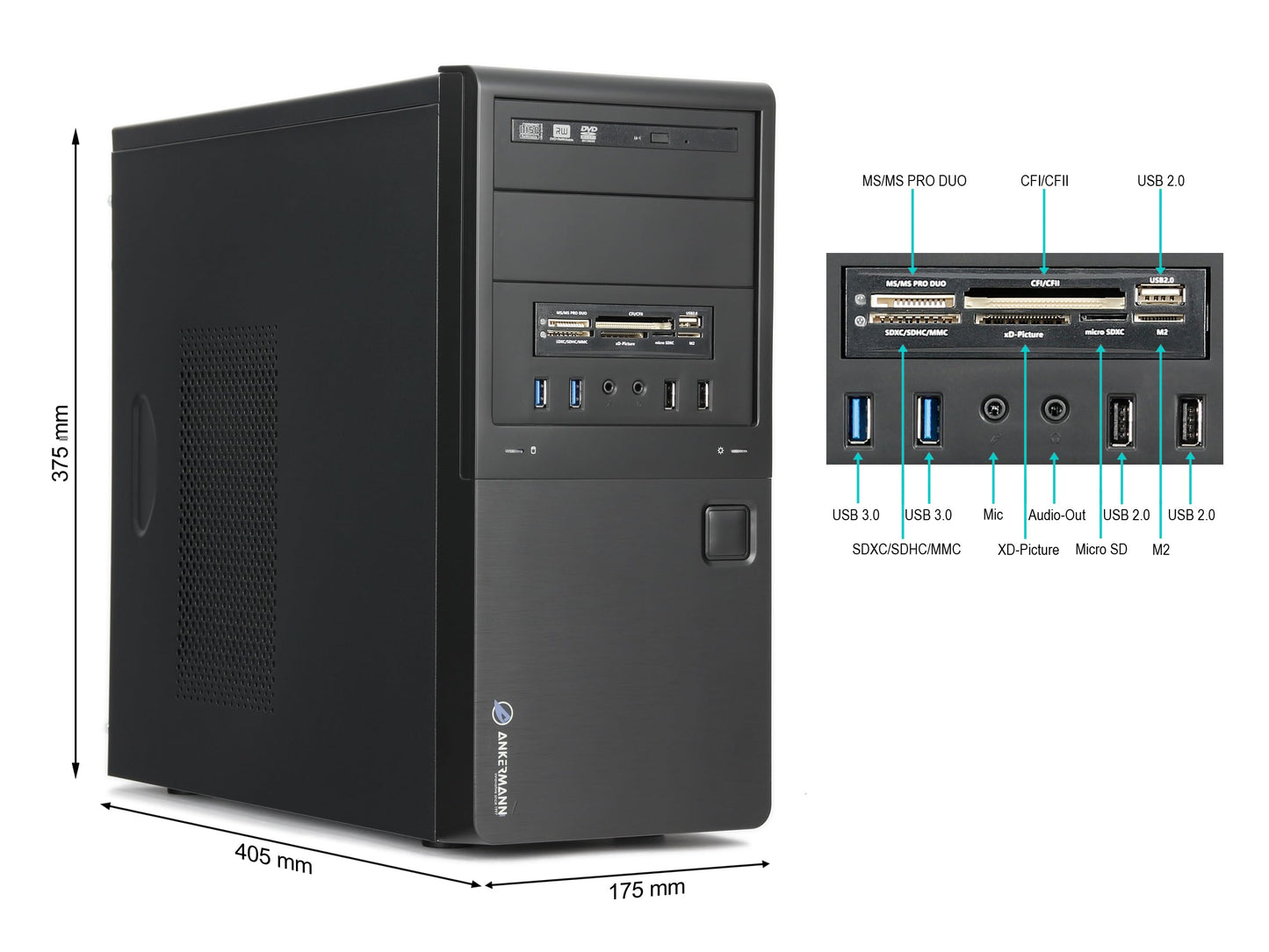 Ankermann Desktop PC Barcelona | Intel Core i5-6500 | Nvidia GeForce GT 740 4GB | 16GB RAM | 1TB SSD | Windows 11 | WLAN | MS Office 2024