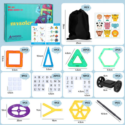 mysoler Magnetic Building Blocks 106 Pieces mini Magnets Kids Magnetic Toys Magnet Toy Magnet Blocks for Children aged 3 and up for Boys and Girls-Learning Toys Birthday Preschool