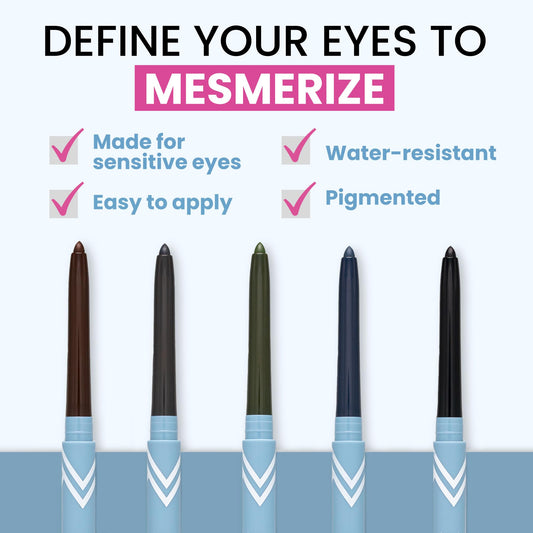 PRIME PROMETICS PrimeEyes Glide Eyeliner for mature women - waterproof, long-lasting and smudge-proof - gel-cream texture, discreet sharpener and effective applicator (Sapphire Blue)