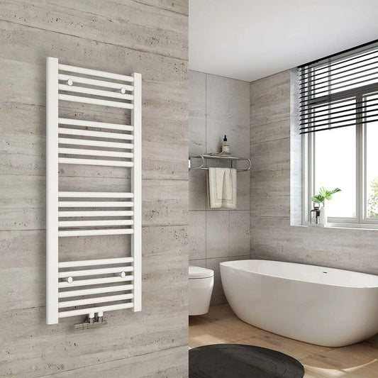 Heilmetz towel radiator 40 x 100 cm bathroom radiator with center connection towel warmer white straight
