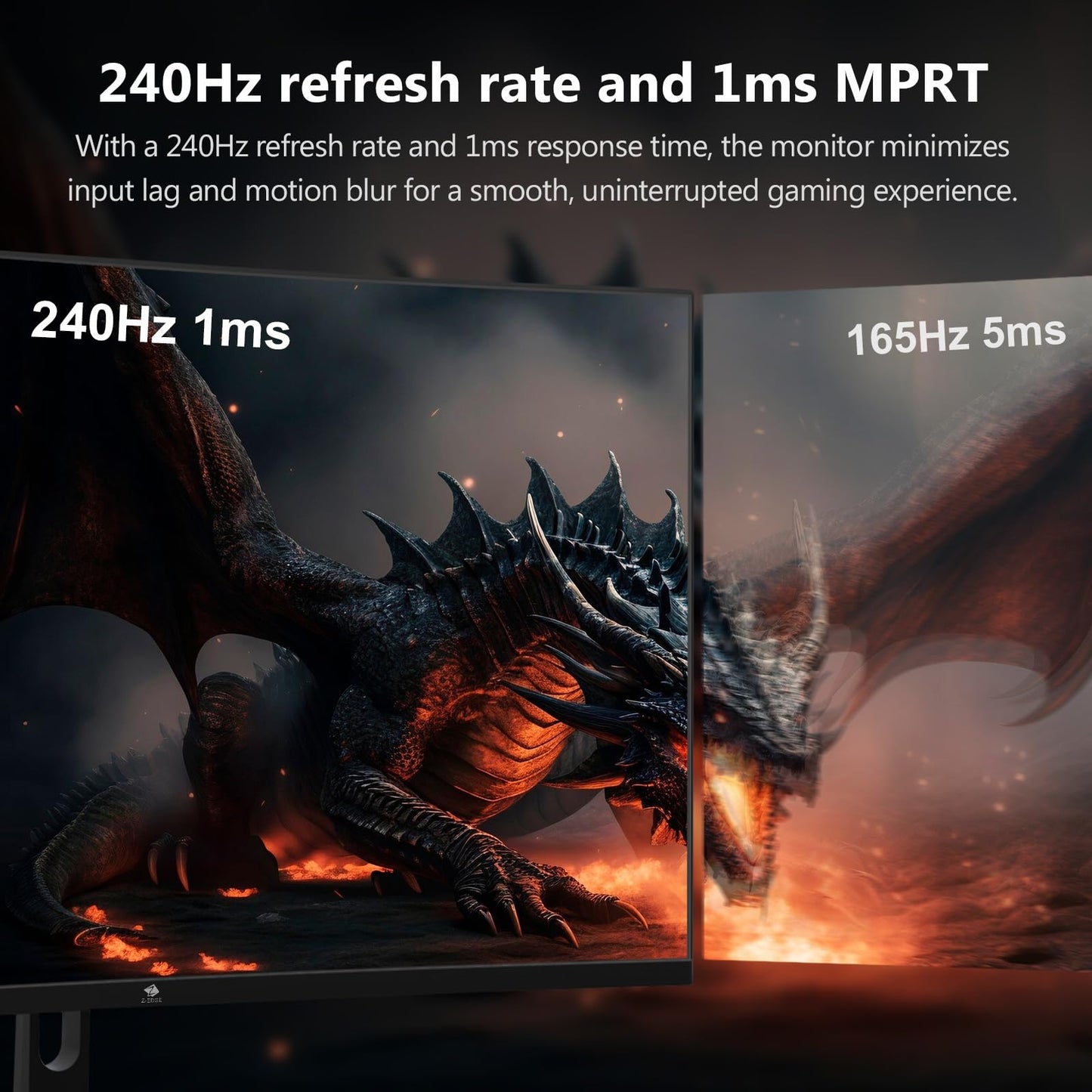 Z-Edge 32-inch Curved Gaming Monitor with 240Hz 1ms MPRT Full HD LED display, 16:9 1500R curved screen, 280cd/m² brightness, Freesync, DisplayPort 1.4 & HDMI 2.0.