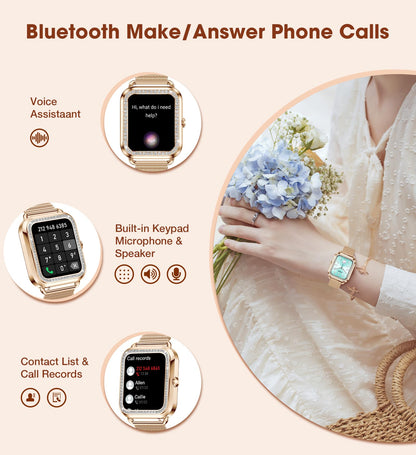 Lefitus Smartwatch Fitness Women's Smart Watch with Bluetooth Call Answer Speakerphone 1.60 inch Screen 200+ Sport Modes Heart Rate Activity Tracker Pedometer for Android iOS