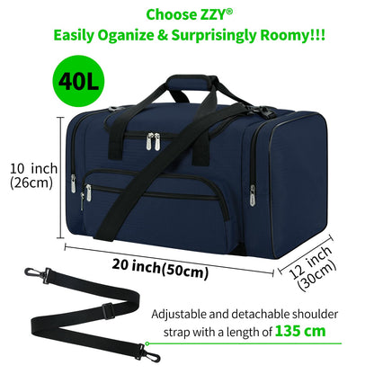 Gym bag travel duffle fitness bag with shoulder strap weekend bag for men and women (navy blue, 40L)