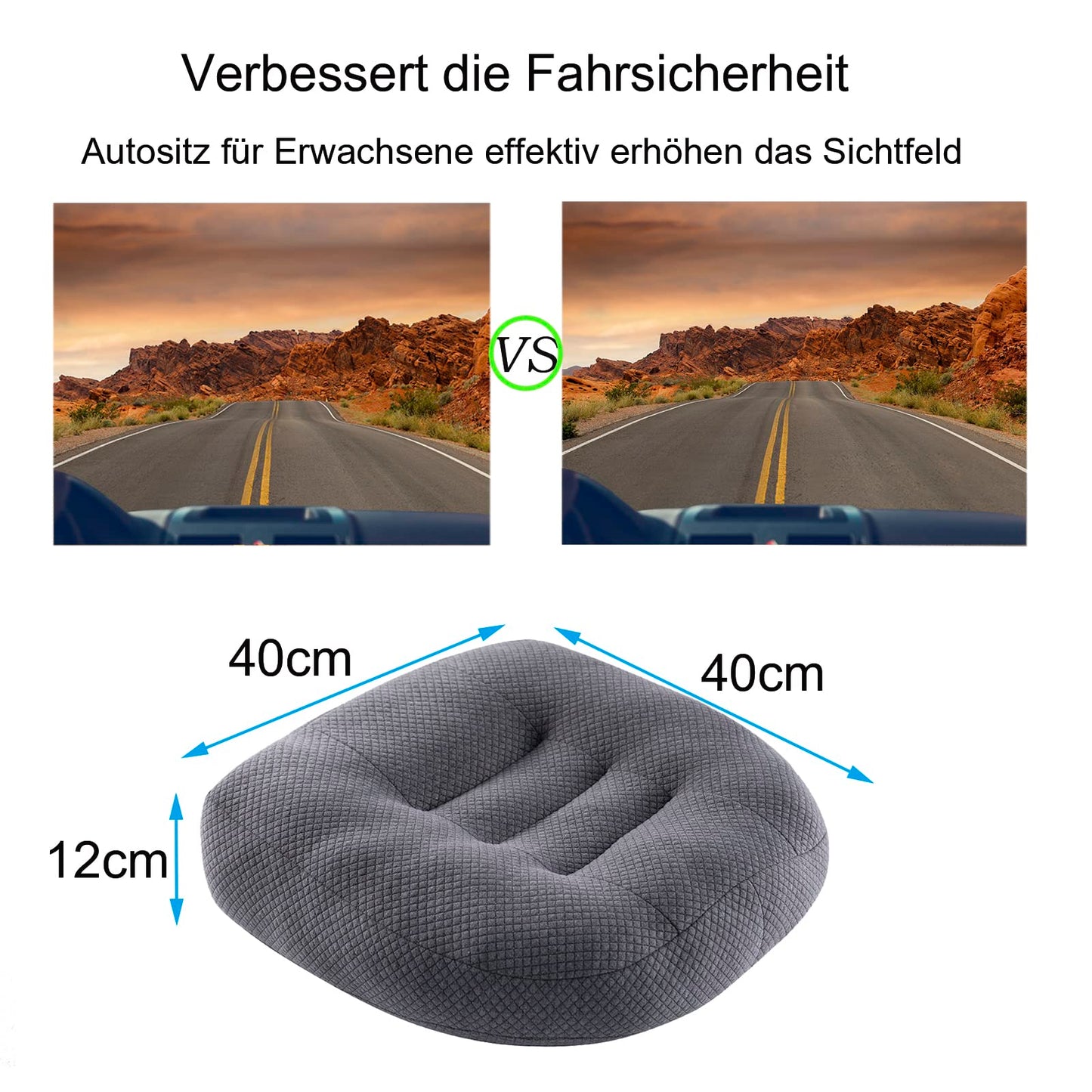 WYJHNL Ergonomic/Orthopedic Seat Cushion Pillow for Office Chair/Car, Seat Pad/Seat Pads/Seat Booster Adult Seat Booster for Butt, Back Pain, Floor, Chair 40x40cm Grey