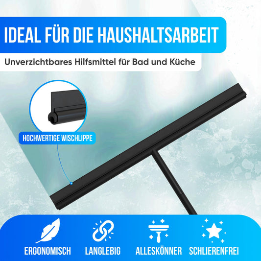 Avalo water squeegee floor wiper with handle - Luxury floor wiper - Aluminum water squeegee - Shower squeegee - Bathroom - Black - 136x40 cm.