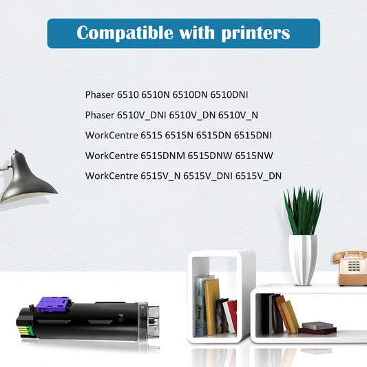 Compatible 6510 6515 toner cartridge for Xerox Phaser 6510 6510DN 6510DNI 6510DNM 6510N WorkCentre 6515 6515DN 6515DNI 6515DNM 6515N printer High yield BK 5500 pages C/M/Y 4300 pages (2BK/C/M/Y)