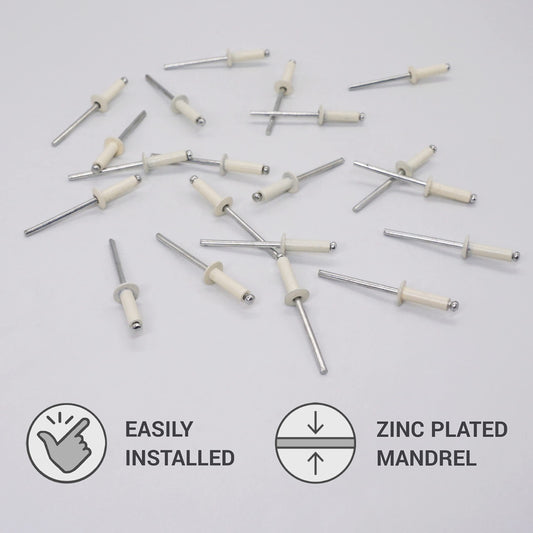 (400 pieces) Painted blind rivets 4.0 x 14 mm, dome head, DIN 7337, aluminum rivet and steel mandrel, pop rivets (400, pure white RAL 9010)