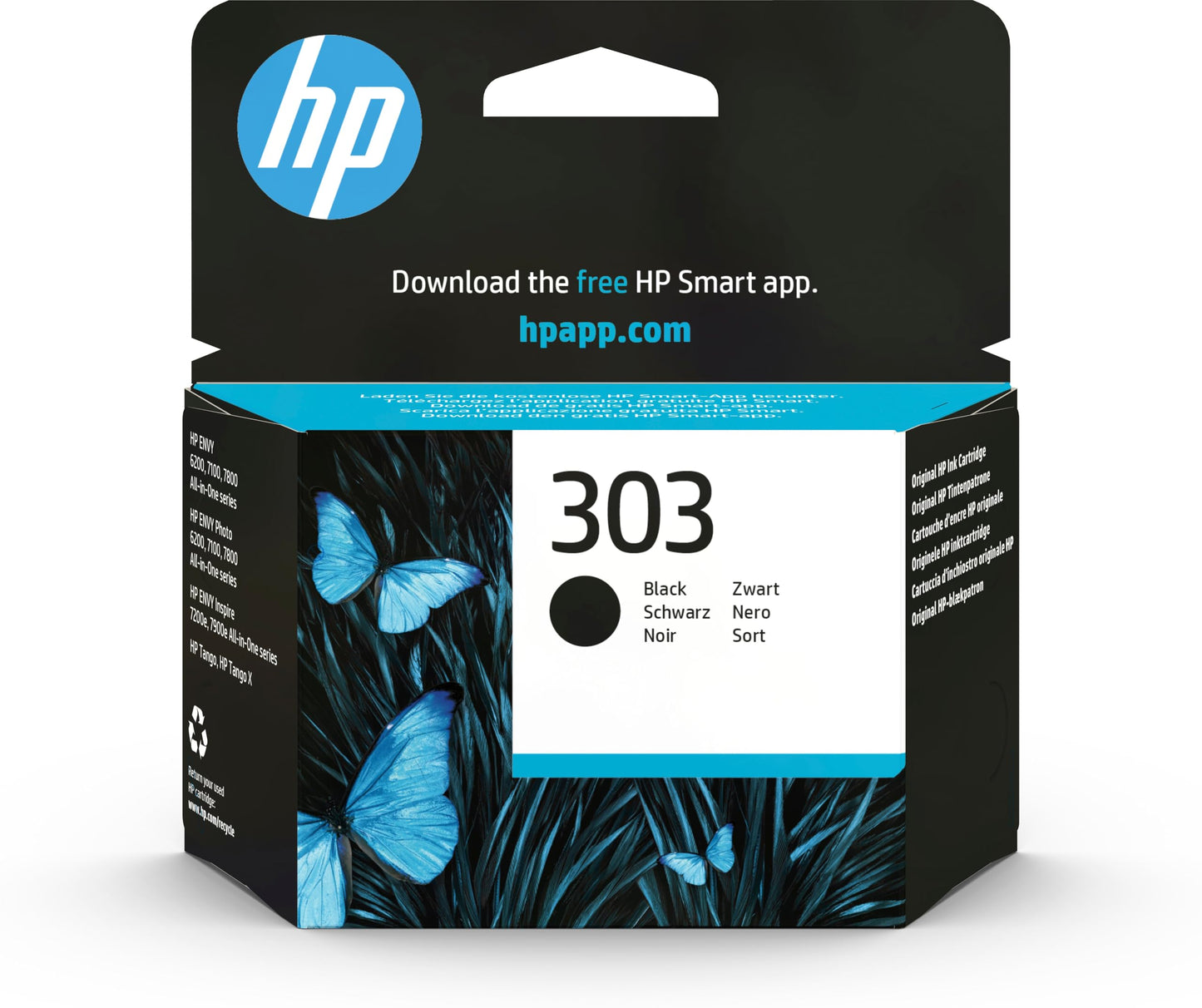 HP 303 (T6N02AE) Original Printer Cartridge Black for HP ENVY 6200, 7100, 7134, 7220e, 7221e, 7224e, 7800, 7900e, HP Tango Printer, (1 Pack)