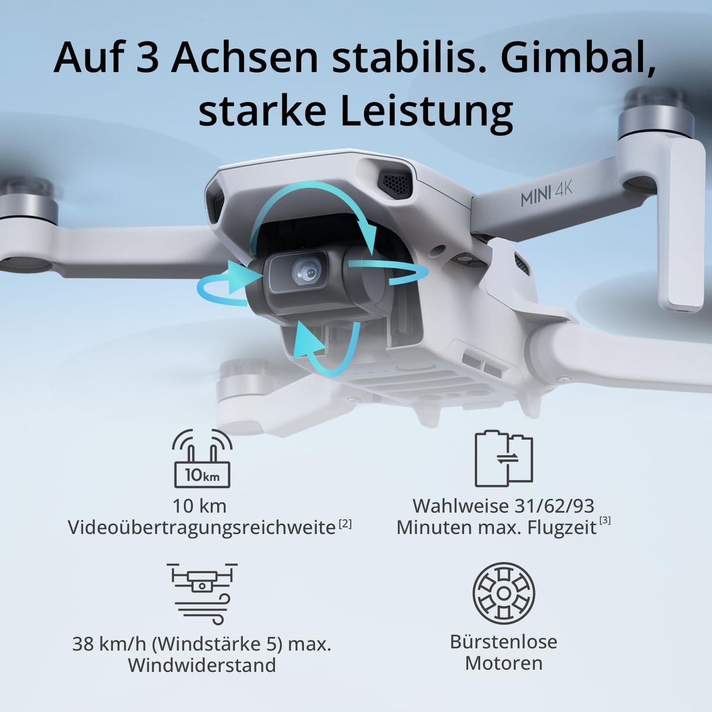 DJI Mini 4K Combo with 2 batteries, 4K UHD camera drone for adults, < 249 g, 3-axis gimbal stabilization, 10 km video transmission, auto return, 2 batteries for 62 min flight time, QuickShots