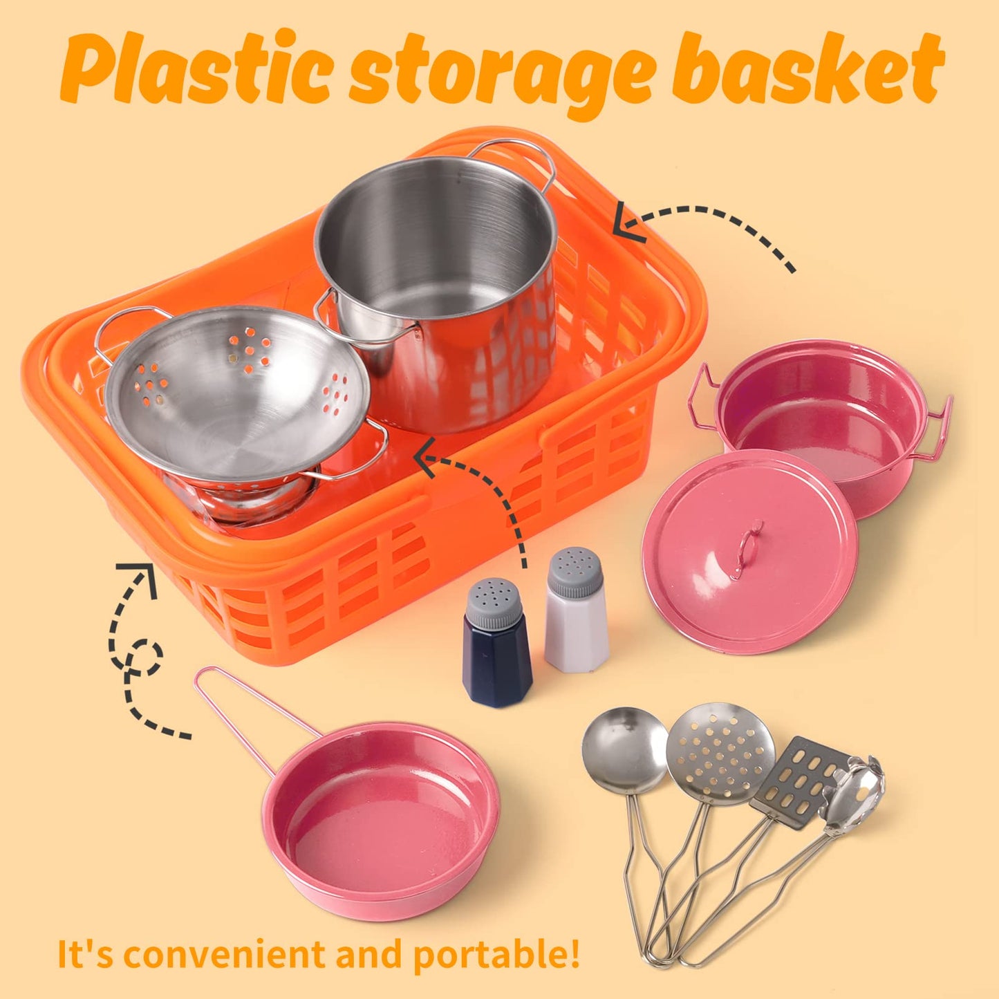 Veitch fairytales children's mud kitchen accessories outdoor kids dishes pots play kitchen kids kitchen dishes play pots kitchen accessories pot set kitchen toys cooking utensils role play gifts (pink)