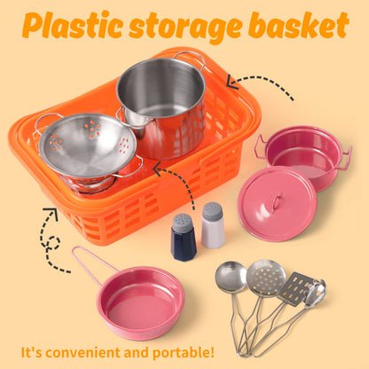 Veitch fairytales children's mud kitchen accessories outdoor kids dishes pots play kitchen kids kitchen dishes play pots kitchen accessories pot set kitchen toys cooking utensils role play gifts (pink)
