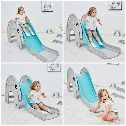 Baby Vivo Children's Slide Kids Slide Garden Slide Toddler Slide Plastic Elephant Rounded Corners & Edges for Indoor & Outdoor in Turquoise/Grey.