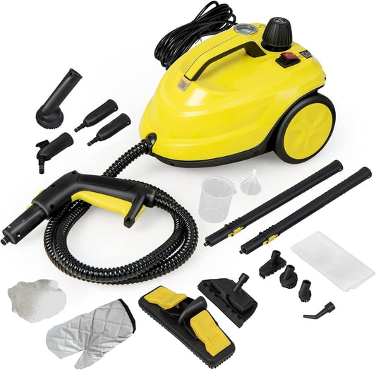 RELAX4LIFE Steam Cleaner, Steam Pressure: 5 bar, Power: 2000 W, Area Performance: 108 m², Tank: 1.8 L, Heating Time: 8 min., includes floor cleaning set, nozzles, for carpets, floors, tiles, windows, sofa