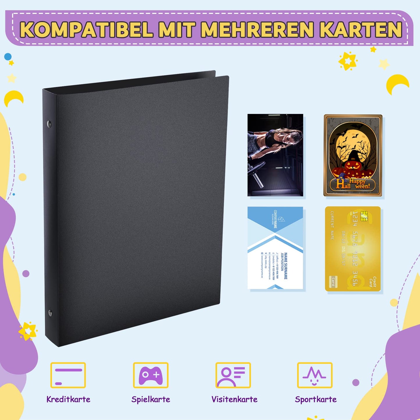 Lichtin trading card albums 540 pockets transparent trading cards 30 pages per 18 pocket empty collection folder card holder with waterproof black book cover