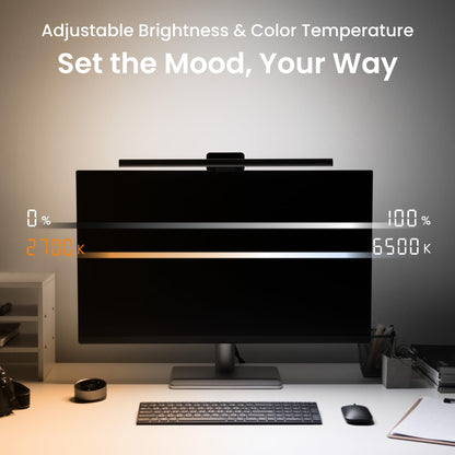 BenQ ScreenBar Halo 2 - LED monitor light with wireless controller, glare-free light, adjustable brightness and color temperature, eye-friendly, USB-powered.
