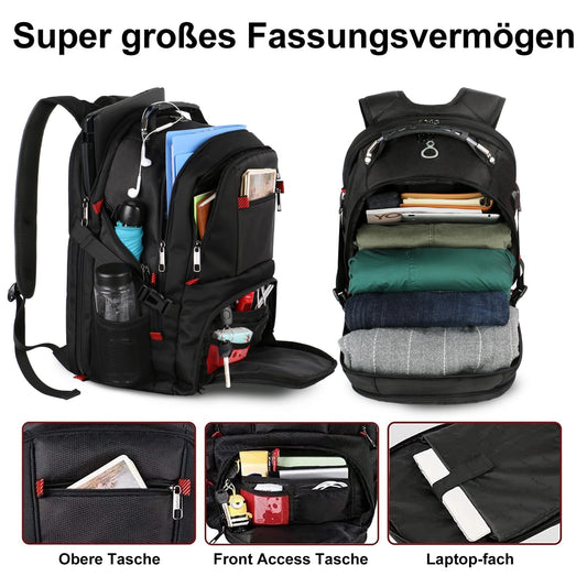 MATEIN Large Laptop Backpack Men 50L, 17.3 Inch Work Waterproof Backpack Laptop Bag Travel Backpack, School Backpack Teenage Boys Anti Theft Business Black