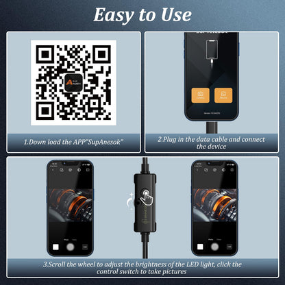 Endoscope camera with light, Ennovor 1920 HD dual-head endoscope camera for mobile phones with 8 LED lights. No WiFi inspection camera, waterproof IP67 sewer camera for Android & iOS, tablets (32.8 ft/10m).