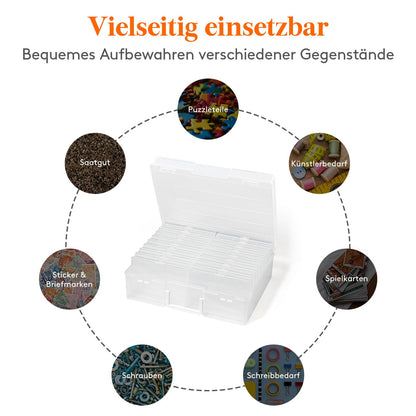 Lifewit Photo Storage Box 4 x 6 inch Photo Case, 18 inner photo holders, transparent photo boxes for storage, plastic photo organizer for seeds, cards, crafts, stickers, 2 pieces.