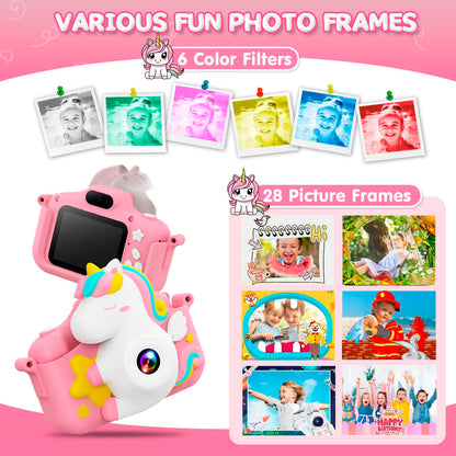 Children's camera, CAMCLID Kids Camera 1080P 2.0" Screen Digital Camera for Kids with 32GB Card, Christmas Toy Gifts for 3 4 5 6 7 8 9 Year Old Boys and Girls (Pink)