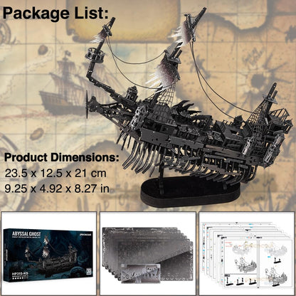 Piececool 3D Puzzle Metal Pirate Ship Silent Maria, 3D Metal Puzzle Sailboat Ship Set, Model Ship for 340 Stainless Steel, All Metal, Birthday Gift, Adult Model Building Kit, 363 Parts
