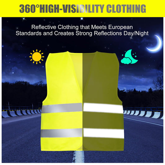 YSWOVUO warning vests for cars 8 pieces, valid throughout Europe according to EN ISO 20471, adult warning safety vest, yellow safety vest for cars, emergency vest for men and women.