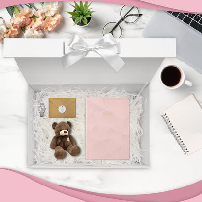 Sekepingo White Luxury Large Magnetic Gift Box, 32.5*23*10.5cm Gift Box with Ribbon, Paper & Greeting Card Party Favor Box for Wedding, Birthday & Mother's Day.