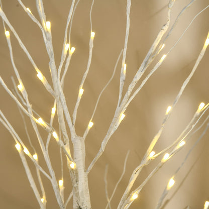 HOMCOM LED Light Tree 150 cm with 96 warm white LEDs, IP44 indoor/outdoor Christmas decoration in birch design artificial Christmas tree decorative light tree.