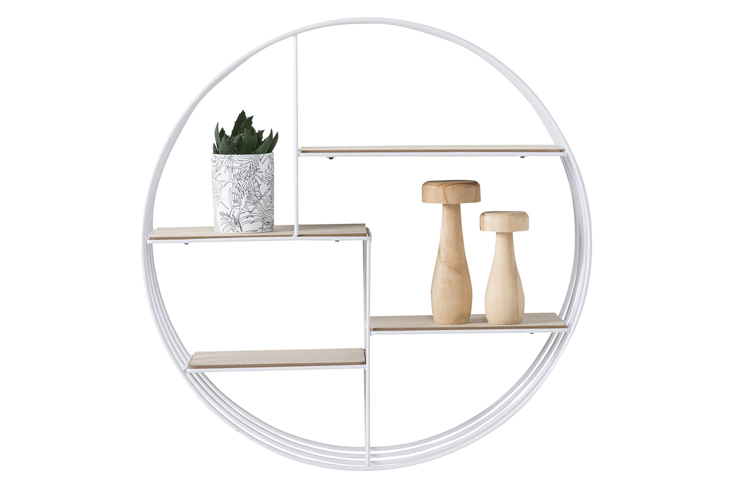 AC Design Furniture Nadine Round Metal Wall Shelf White with 4 Shelves, Small Wall Decor, White Floating Shelf, Hanging Shelf in Industrial Style, Ø: 10 x H: 45 cm, 72166