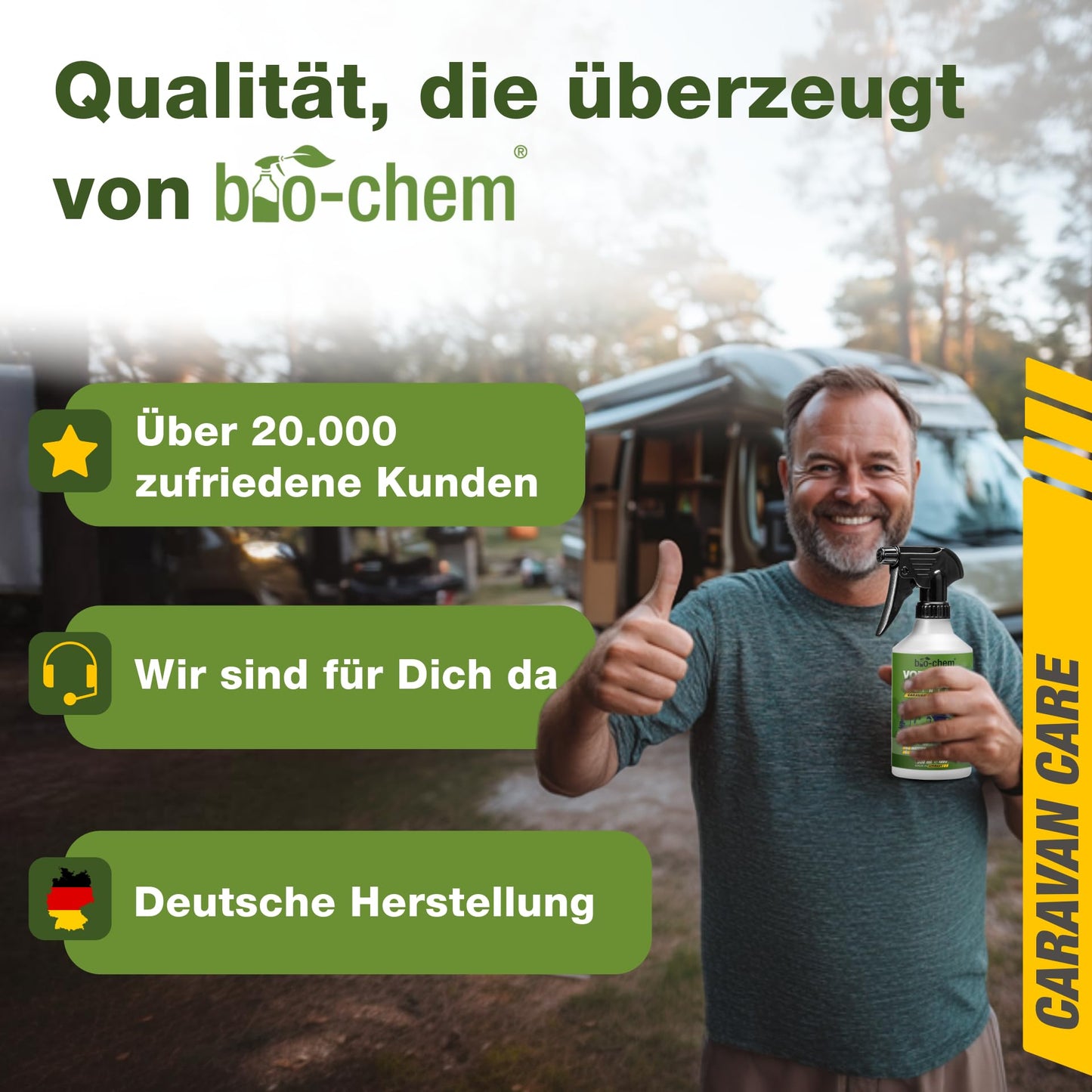Bio-chem awning and awning cleaner - efficient special cleaner with deep action - ideal for awning, tent, sail, tarpaulin, gazebo, parasol - 3x 500 ml - Made in Germany