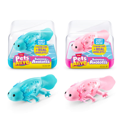 Pets Alive Swimming Axolotls by ZURU (2 Pack), robotic swimming Axolotl, electronic pet, summer pool toy, bath toy.