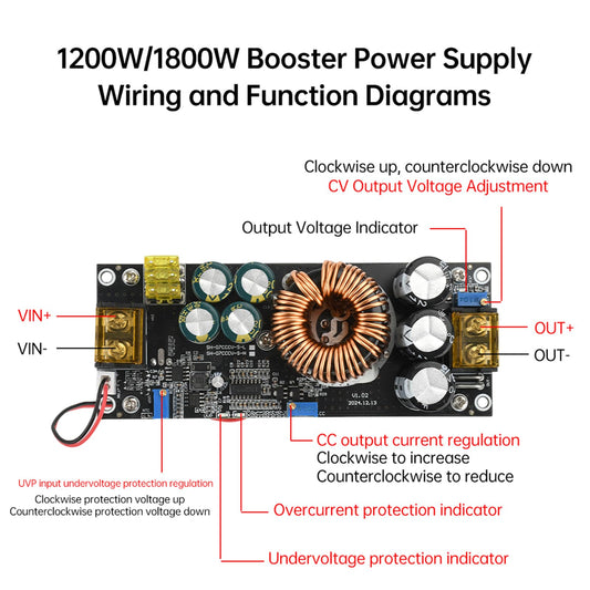 Aideepen Step Up Converter, 1800W 40A DC-DC Boost Converter, adjustable constant voltage and constant current 14-85V to 14-120V