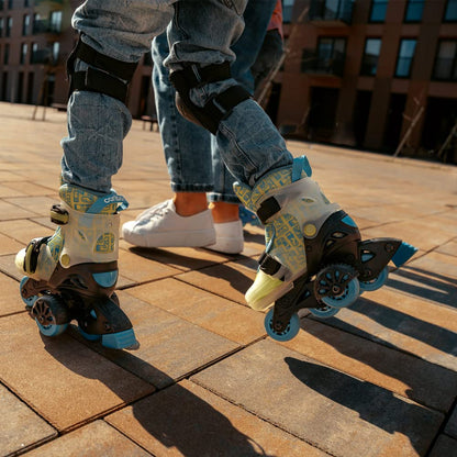 Cariboo Step One Inliner for Kids, roller skates for children, adjustable inline skates for girls and boys, with side support wheels, adjustable size.