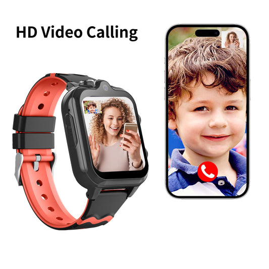 Kids smartwatch with GPS and phone, 4G WiFi, video call, SOS, 2 cameras, waterproof, SMS, alarm, stopwatch, class mode, reject unknown call, music/video player. Perfect gift for boys and girls.