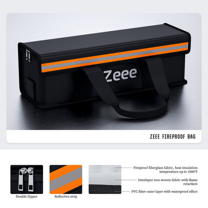 Zeee E-Bike Battery Bag Fireproof Explosion-Proof Bag Lipo Safe Bag for large batteries, large security box Easy storage & transport of batteries (2 pieces - 19.3 * 5.9 * 5.9 inches)