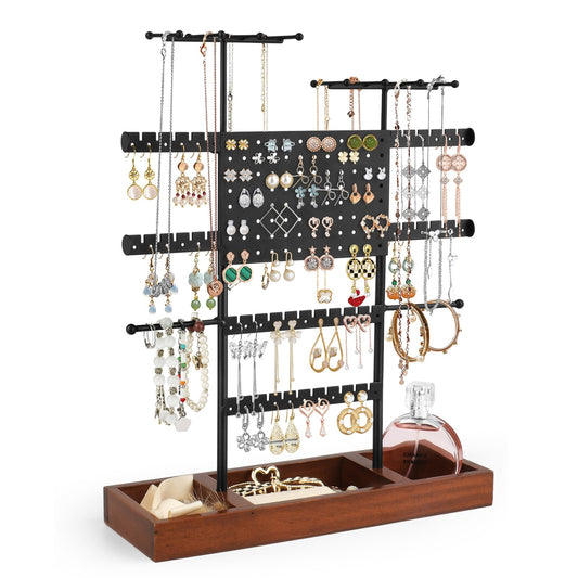 Kingling jewelry stand, jewelry holder, jewelry organizer, jewelry display stand for storing necklaces, earrings, rings - Black.