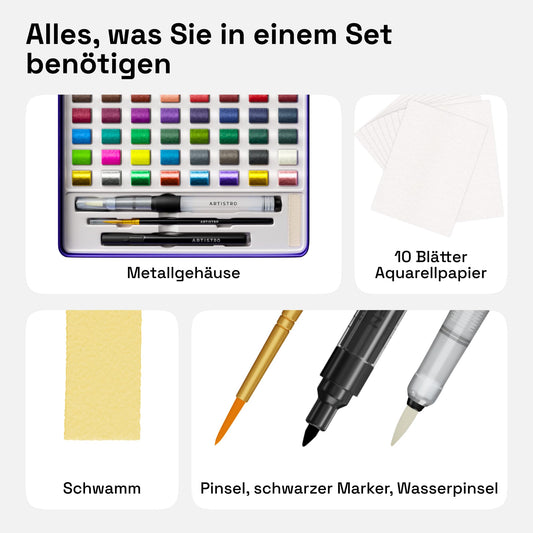 Artistro Watercolor Paint Set, 48 Vibrant Colors, Including Metallic and Fluorescent Colors, Perfect Travel Watercolor Set for Artists, Hobby Painters, and Painting Enthusiasts (Premium Quality)